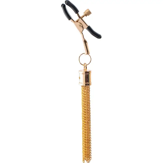 Золотистые зажимы для сосков PREMIUM NIPPLE CLAMPS WITH TASSLE - Guilty Pleasure. Фотография 2.