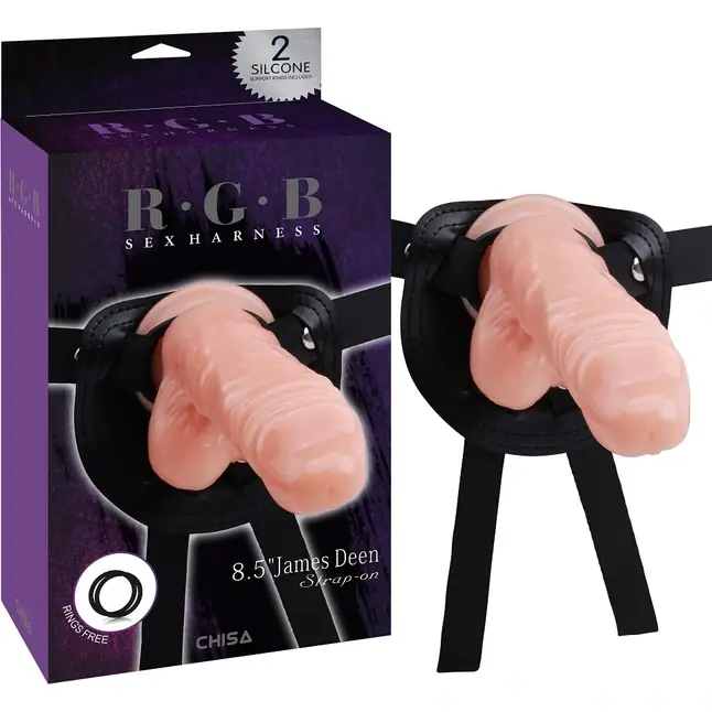 Телесный страпон 8.5 JAMES DEEN Strap-On - 15 см - R.G.B
