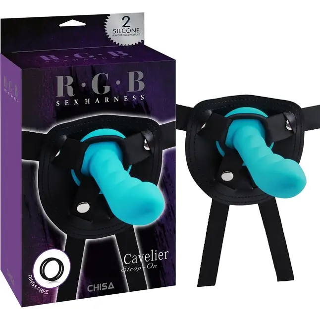 Голубой страпон Cavelier Strap-On - 15 см - R.G.B