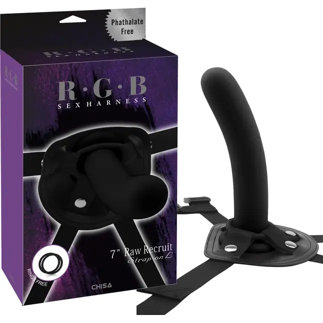 Черный страпон Raw Recruit Strap-On L - 17,7 см - R.G.B. Фотография 5.