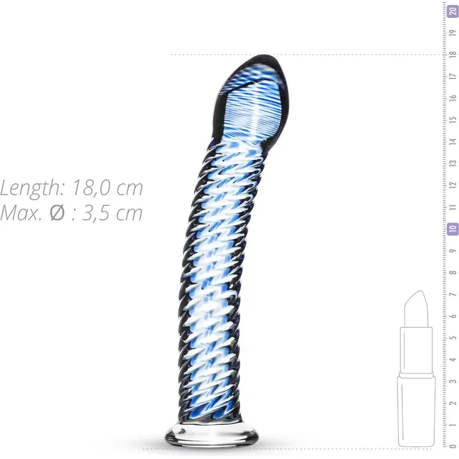 Голубой стеклянный фаллоимитатор Glass Dildo No.5 - 18 см - Gildo. Фотография 3.