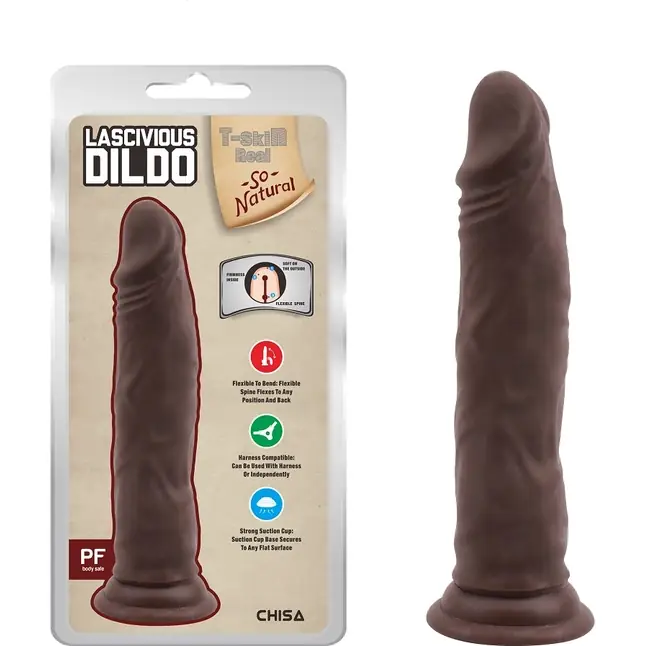 Коричневый фаллоимитатор Lascivious Dildo - 21,4 см - T-skin ReaL. Фотография 2.