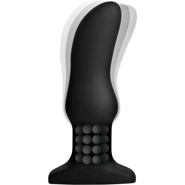 Черная вибропробка Model M Curved Rimming Plug with Remote - 15 см - Rimmers. Фотография 3.