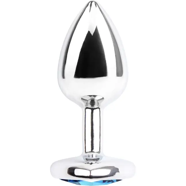 Серебристая анальная пробка со стразом Heart Gem Anal Plug - 7,1 см - Hi-Basic