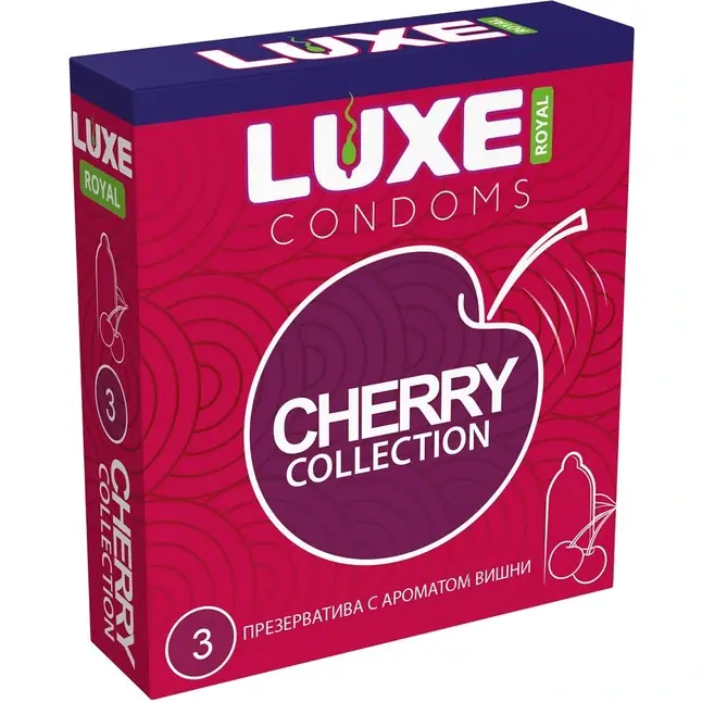 Презервативы с ароматом вишни LUXE Royal Cherry Collection - 3 шт - Luxe Royal
