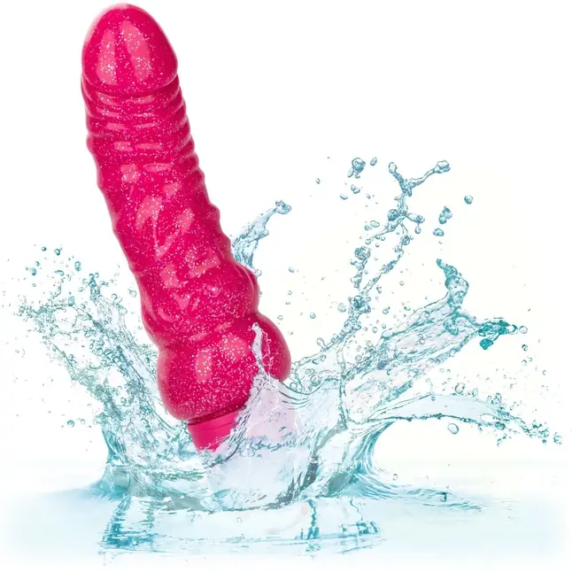 Розовый вибратор-реалистик с блестками Naughty Bits Lady Boner Bendable Personal Vibrator - 20 см - Naughty Bits. Фотография 10.