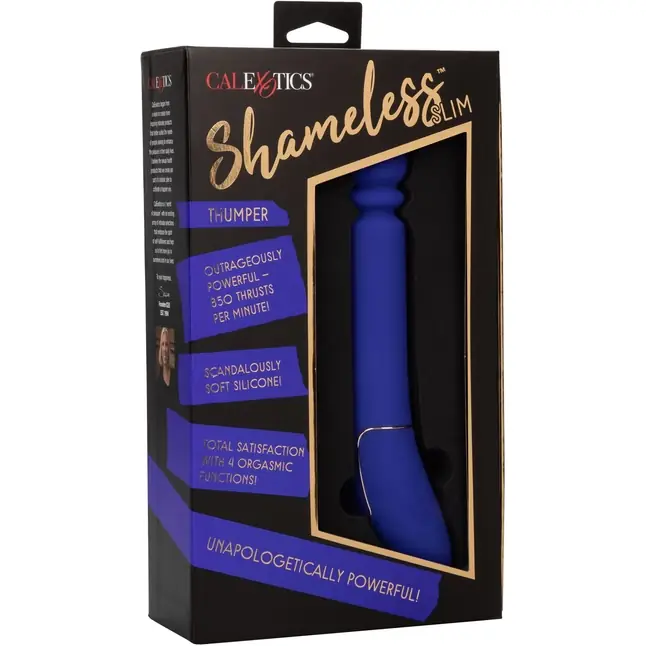 Синий вибратор с поступательными движениями Shameless Slim Thumper - 22,75 см - Shameless. Фотография 7.