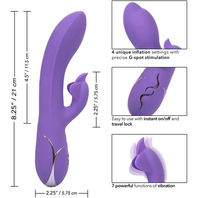 Фиолетовый вибромассажер Inflatable G-Flutter с функцией расширения - 21 см. Фотография 5.