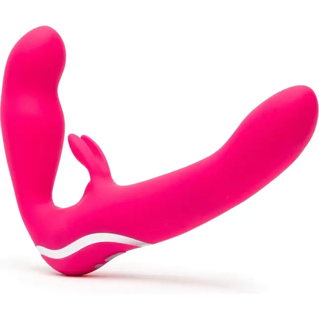 Ярко-розовый безремневой страпон Rechargeable Vibrating Strapless Strap-On