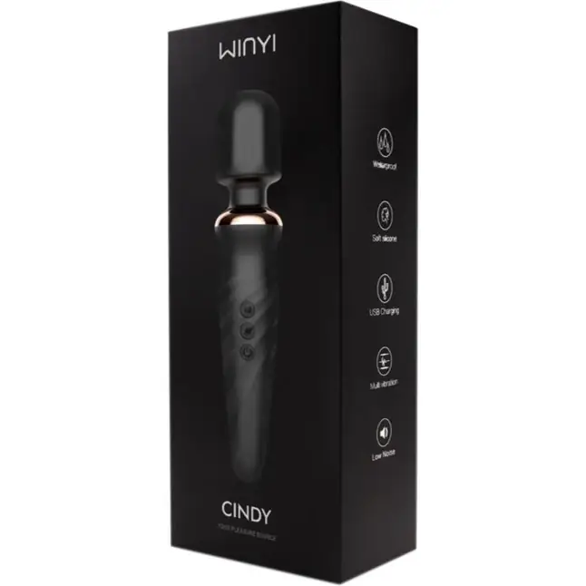 Черный жезловый вибратор Cindy - 23 см. Фотография 3.