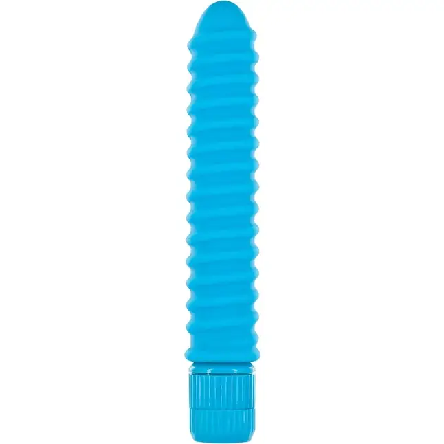 Синий вибромассажер FUNKY RIBBED VIBE - 15 см - Funky