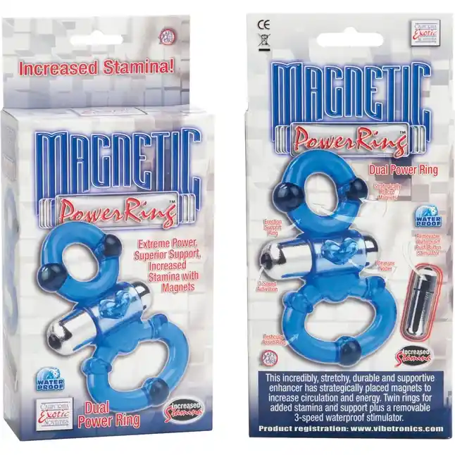 Синее эрекционное виброкольцо с петлей под мошонку Magnetic Power - Magnetic Power Rings. Фотография 6.