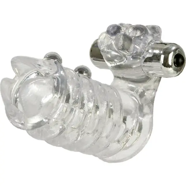 Вибронасадка с клиторальным стимулятором Jaguar Enhancer with Beads - Couples Enhancers