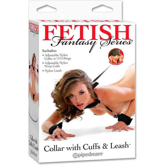 Набор для бондажа Collar with Cuffs and Leash - Fetish Fantasy Series. Фотография 2.