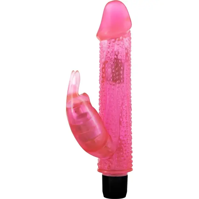 Гелевый розовый вибратор Knobbly Wobbly Rabbit-Cottontail - 19 см - The Rabbits
