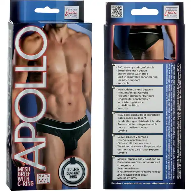 Мужские трусы-брифы Apollo Mesh Brief with C-Ring с эрекционным кольцом - Apollo. Фотография 2.