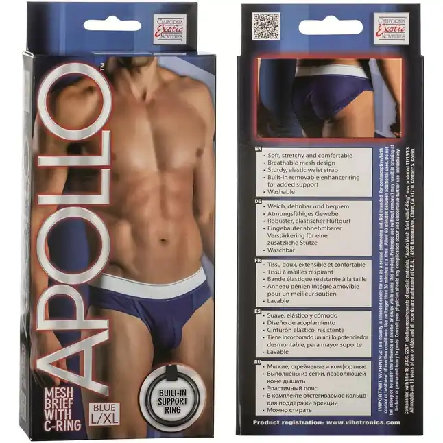 Мужские трусы-брифы Apollo Mesh Brief with C-Ring с эрекционным кольцом - Apollo. Фотография 4.