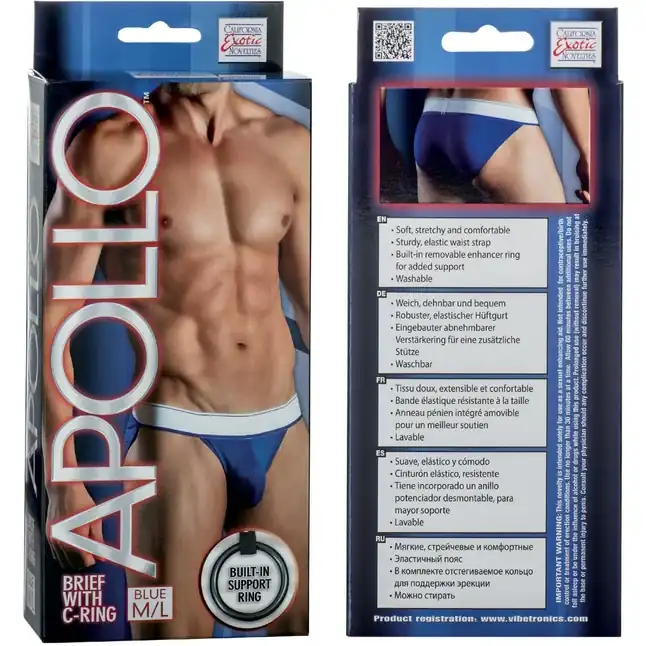 Мужские трусы-брифы Apollo Brief with C-Ring с отстёгивающимся эрекционным кольцом - Apollo. Фотография 4.