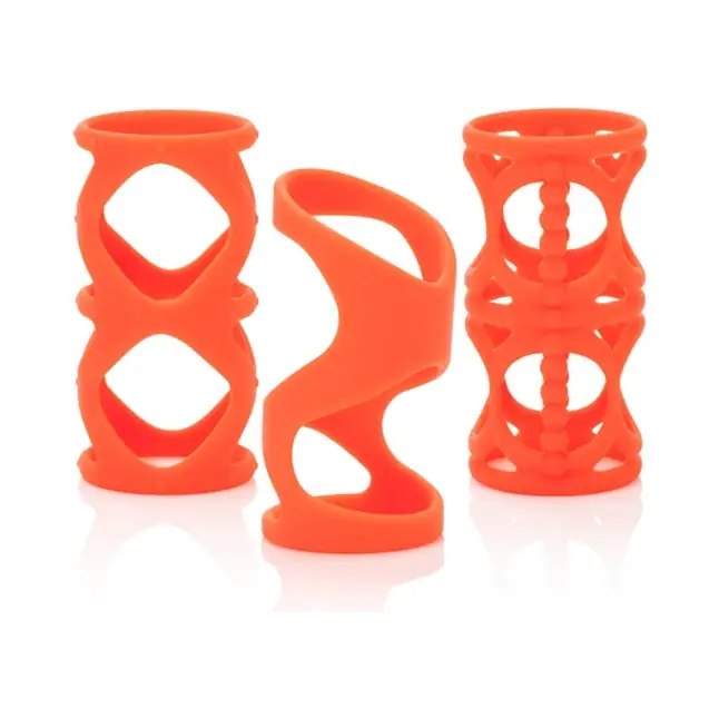 Набор оранжевых насадок на пенис Posh Silicone Lovers Cages - Posh. Фотография 2.