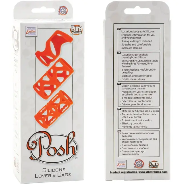 Набор оранжевых насадок на пенис Posh Silicone Lovers Cages - Posh. Фотография 9.