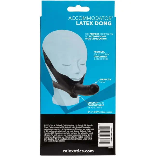 Черный страпон для оральной стимуляции The Original Accommodator Latex Dong. Фотография 5.
