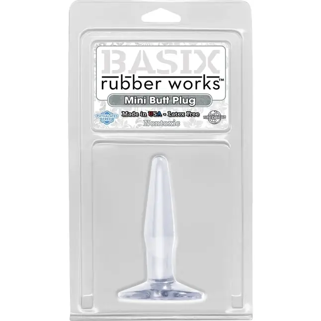 Прозрачная анальная пробка Basix Rubber Mini - 10,8 см - Basix Rubber Works. Фотография 2.