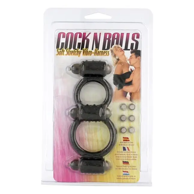 Чёрное виброкольцо HARNESS BLACK с петлёй для мошонки