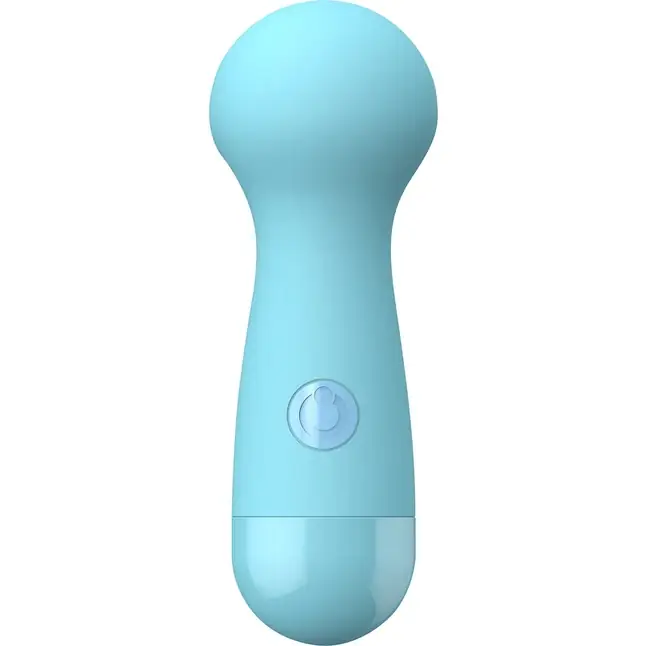 Голубой вибромассажер CARA SMALL WAND BLUE - 14 см - Cute