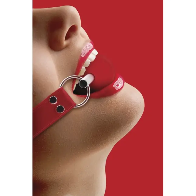 Кляп-шар на красных ремешках Solid Ball Gag - Ouch!