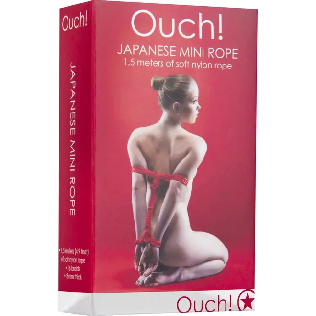 Красная нейлоновая верёвка для бандажа Japanese Mini - 1,5 м - Ouch!. Фотография 3.