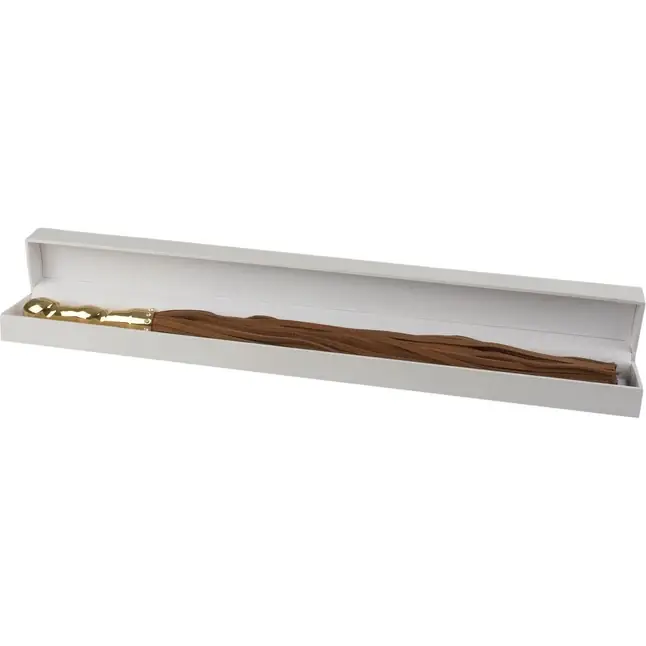 Коричневая плетка Luxury Whip18k-Gold plated с покрытой золотом рукоятью - Ouch!. Фотография 2.