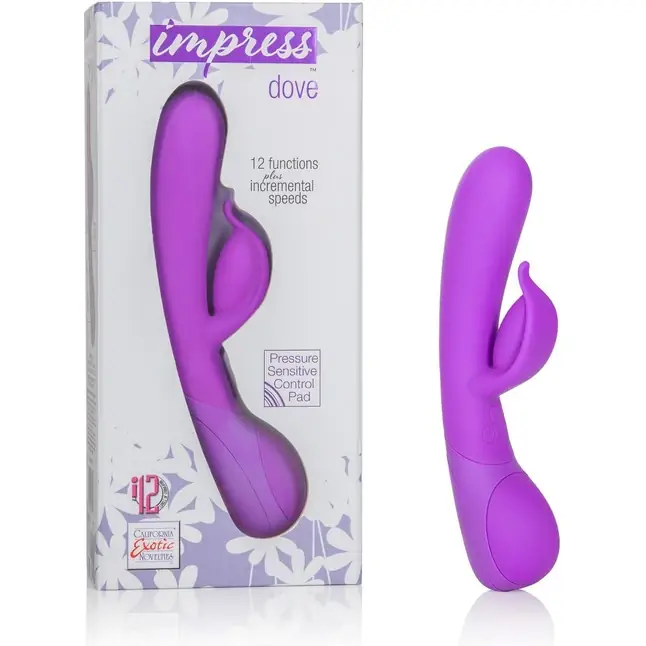 Фиолетовый вибромассажер Impress Dove со стимуляцией клитора - 18 см - Impress