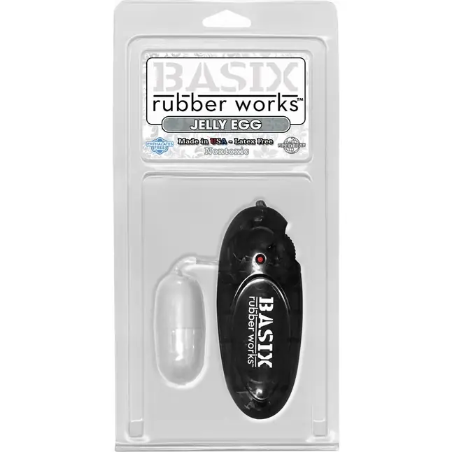 Прозрачное виброяичко с пультом управления Jelly Egg - Basix Rubber Works