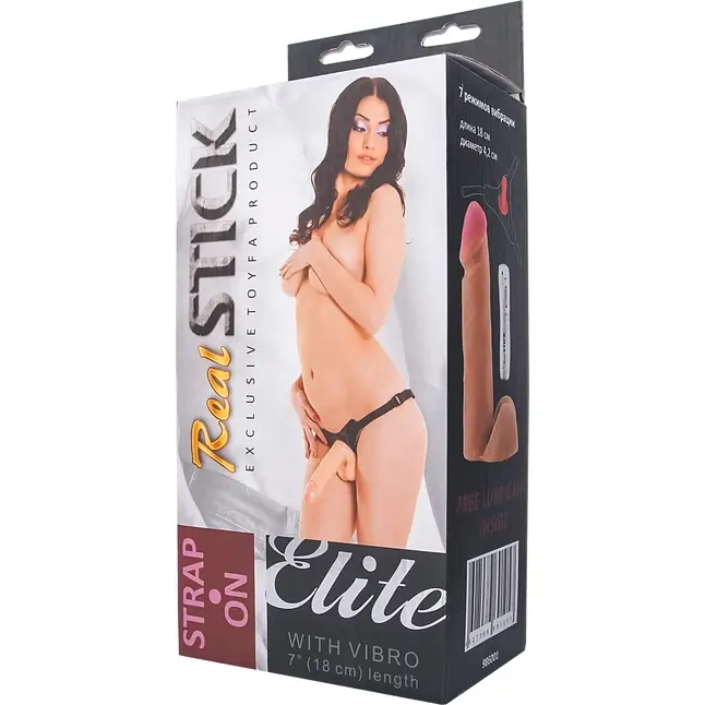 Поясной вибратор с 7 режимами вибрации - 18 см - RealStick Elite. Фотография 4.