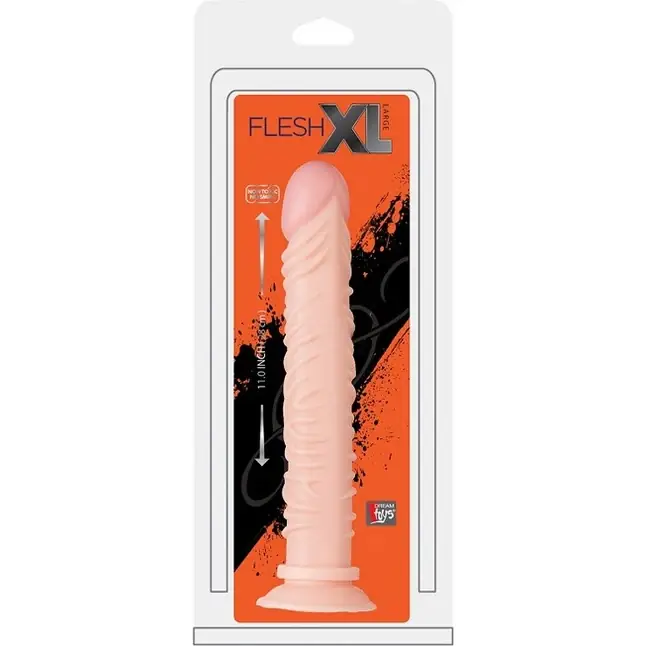 Реалистичный фаллоимитатор с рёбрышками и присоской FLESHXL - 28 см - BigStuff. Фотография 3.