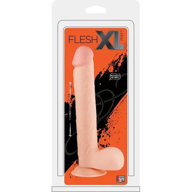 Большой реалистичный фаллоимитатор на присоске с мошонкой FLESHXL - 28 см - BigStuff. Фотография 3.