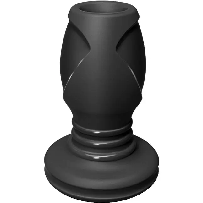 Чёрная анальная пробка с отверстием The Stretch Medium - 10,7 см - Platinum Premium Silicone