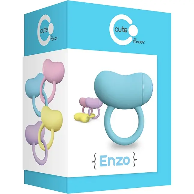 Голубое виброкольцо на пенис ENZO COUPLES RING - Cute. Фотография 2.