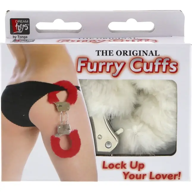 Металлические наручники с белой меховой опушкой METAL HANDCUFF WITH PLUSH WHITE. Фотография 2.