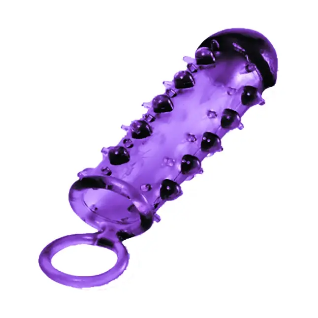 Закрытая фиолетовая насадка с пупырышками SAMURAI PENIS SLEEVE PURPLE - 14,5 см