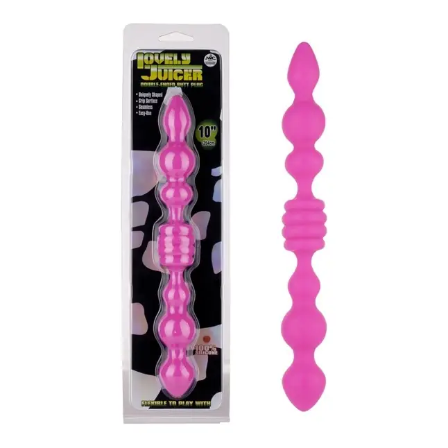 Розовый анальный стимулятор Lovely Juicer Double Ended Butt Plug - 25,4 см.