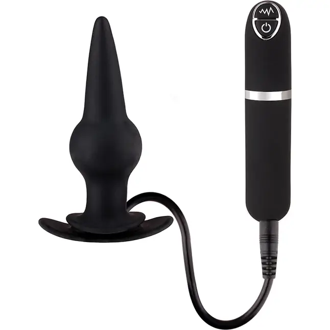 Черная вибровтулка Dash Butt Plug With Mini Controller III - 9 см