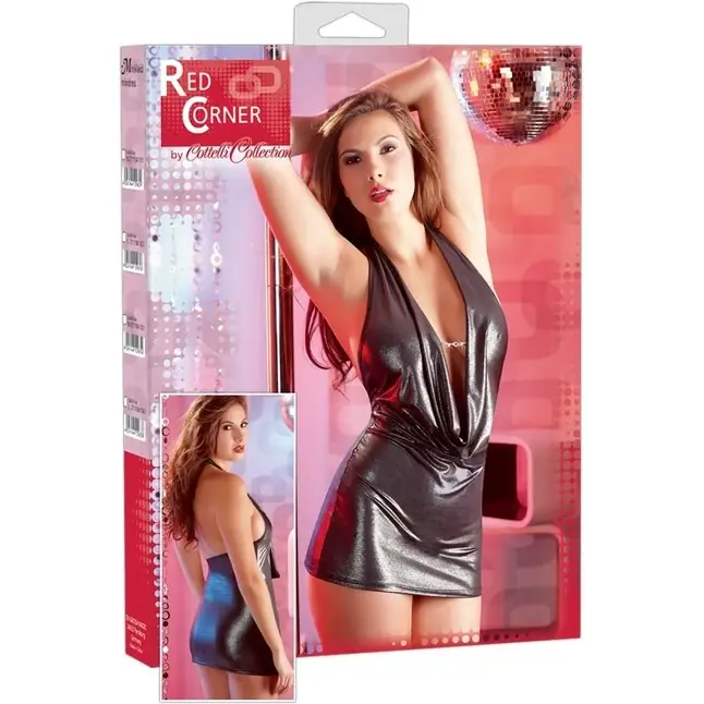 Мини-платье с глубоким вырезом и открытой спинкой - Red Corner by Cottelli Collection. Фотография 2.