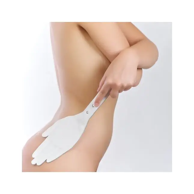 Белая кожаная хлопалка в форме ладошки - 35 см - BDSM accessories