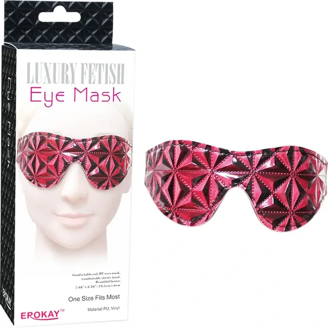 Красная маска на глаза с геометрическим узором Pyramid Eye Mask. Фотография 2.