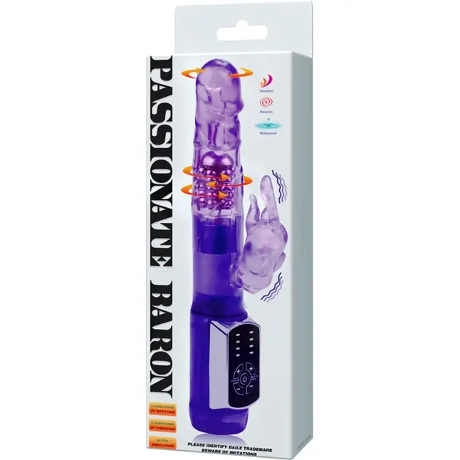 Фиолетовый вибратор-ротатор Passionate Baron - 22 см. Фотография 2.