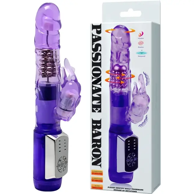 Фиолетовый вибратор-ротатор Passionate Baron - 22 см. Фотография 6.