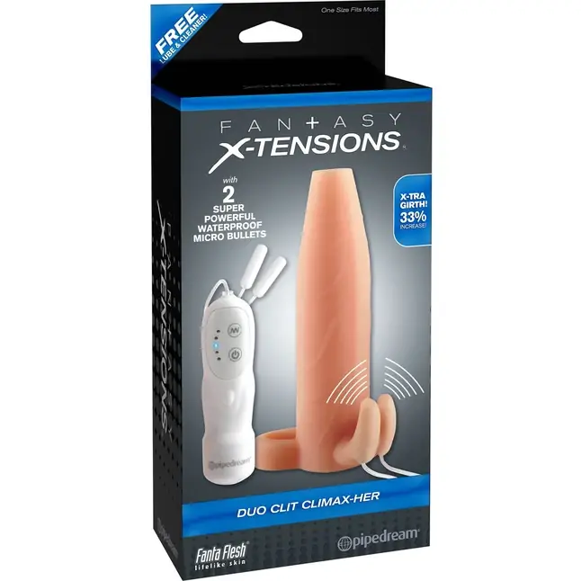 Телесная вибронасадка Duo Clit Climax-Her - 15 см - Fantasy X-tensions