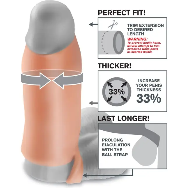 Телесная насадка Real Feel Enhancer XL - 17 см - Fantasy X-tensions. Фотография 3.