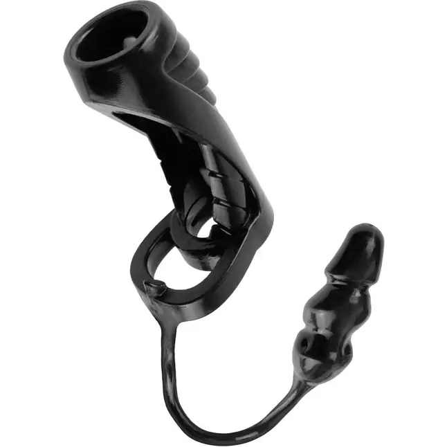 Чёрная насадка с анальной втулкой Extreme Enhancer with Anal Plug - 9,6 см - Fantasy X-tensions. Фотография 3.